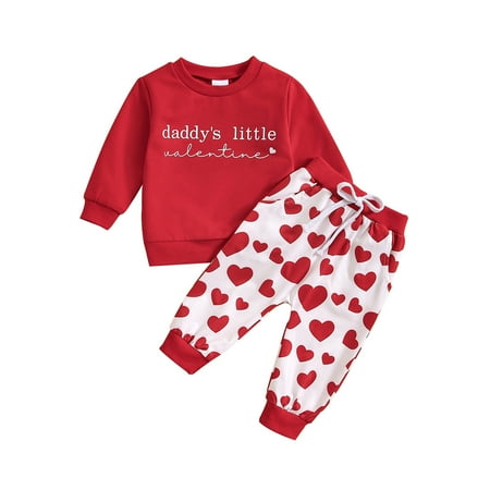 

Gvdentm Kids Girls/Boys Clothes Tops and Pants with Pockets Clothing Sets 2 Piece Outfits Letter Printed Cotton Blend Z04-Red 18-24 Months