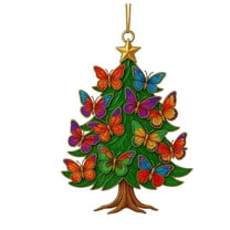 chaungfeng 3.15 Inches Christmas Tree Butterfly Ornament, Christmas Acrylic Hanging Pendant, for Party, Gift, Display