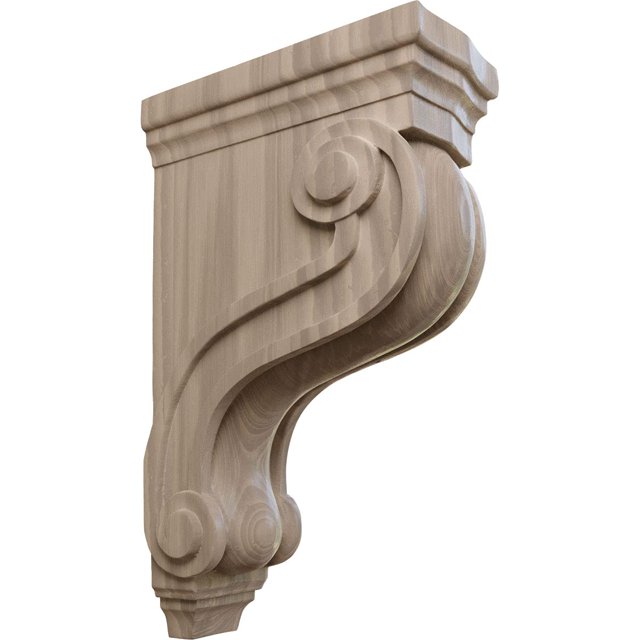Ekena Millwork Cor03X08X13Tswa Boston - Ménsulas de madera de desplazamiento tradicional, 3 7/8 pulgadas de ancho x 8 pulgadas de profundidad x 13 pulgadas de alto, nogal