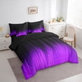thumbnail image 3 of Manfei Abstract Ombre Women Bedding Comforter Set 7pcs, Black Purple Artwork Queen Bedding Sets, Aesthetic Stripes Lines Reversible Queen Sheet Sets, Lightweight Room Decor, 3 of 7