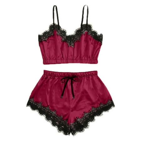 

Lace Suspenders Negligee Sleepwear Fashionable and Attractive for Girl Woman Mother Lover Wine Red 2XL