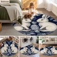 thumbnail image 3 of Easter Rabbits Small Round Rug 3Ft Country Blue Bunny Easter Egg Flowers Leaf Plant Blue Area Rugs Washable Non Slip Indoor Floor Mats Circle Carpet for Living Room Bedroom Dining Room Home Decor, 3 of 9