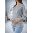 thumbnail image 4 of Playera Maternidad Algodón Manga 3/4 Cómoda Ropa Embarazo Blusa Básica Mujer Casual Color Gris, 4 of 4