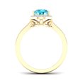 thumbnail image 4 of Imperial Gemstone 10K Yellow Gold Pear Cut Swiss Blue Topaz 1/10 CT TW Diamond Halo Women's Ring, 4 of 5