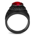 thumbnail image 4 of IP Black(Ion Plating) Stainless Steel Ring with Synthetic Synthetic Glass in Siam for Women Military Theme Siam Stone Color Style TK414703J Size 13, 4 of 7