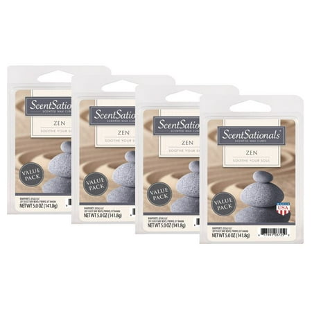 - ScentSationals 2.5 oz Zen Scented Wax Melts, 4-Pack