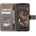 thumbnail image 2 of Case for Google Pixel 6, Premium Leather Flip Wallet Case with Card Slots Holder Kickstand Hand Strap Mandala Half Flower Design Embossed Shockproof Cover Case - Gray, 2 of 12