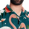 thumbnail image 5 of Flamingo Tropical Rainforest Men's Short Sleeve Button Down Casual Poplin Shirts for Summer Beach, Printed Design - Unisex, 5 of 6