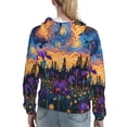 thumbnail image 7 of Daiia Cosmic Irises At Twilight Pattern Women's Fashion Hoodies & Sweatshirts with Kangaroo Pocket Hooded Sweatshirt with Eye-catching Drawstrings-Small, 7 of 7