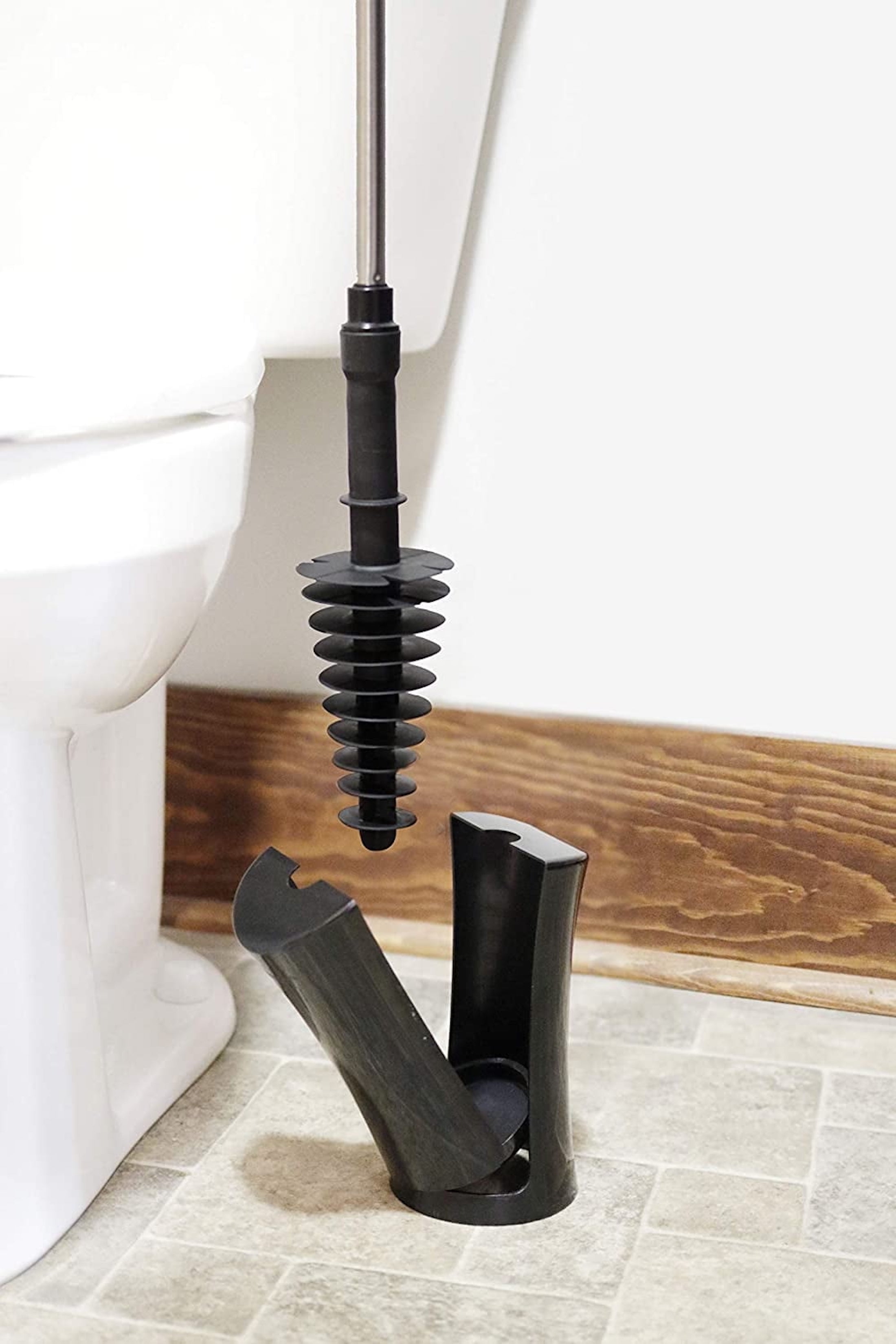 (3 pack) ToiletShroom Plunger with Stainless Steel Handle and Caddy Holder, 2 Piece