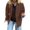 Coffee, variant on WTOBBY Women's Fashion Solid Color Retro Jacket with Oversized Fit and Pockets, Long Sleeve Casual Blazer Style,Army Green L