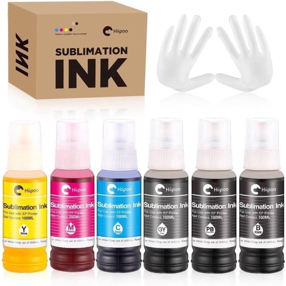 Hiipoo Sublimation Ink 600ML, Fit for EcoTank Printers ET-8500 ET-8550, Heat Transfer Ink for T-Shirts, Tumblers, Mugs, DIY Gifts & On-Demand Printing