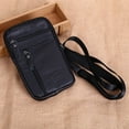 thumbnail image 3 of Bolso de hombro de cuero genuino para hombres Bolso de teléfono con cremallera de mensajero informal (Negro), 3 of 4