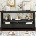 thumbnail image 2 of UWR-Nite Rustic Console Table, 58" Long Table Sofa with 3 Drawer and Three Intermediate Compartments, Double-Storey Tabletop, for Living Room, Entryway, 2 of 6