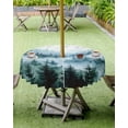 thumbnail image 4 of Fsddascl Ink Green Ombre Forest Outdoor Tablecloth - 54 Inch Round Dining Table Cover, Abstract Art Watercolor Tree Waterproof Outdoor Table Cloth with Umbrella Hole & Zipper for Picnic/Patio/Party, 4 of 7
