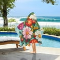 thumbnail image 3 of Yayeee Kids Hooded Towels Toddler Soft Absorbent Beach Bathing Wrap 50" x 23.5", Pink Floral Tomatoes, 3 of 5