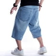 thumbnail image 6 of Mens Jeans Summer Hop Plus Size Loose Solid Trend Baggy Skateboard Denim Capri Trousers Casual Comfortable Mens Pants Light Blue 40, 6 of 9