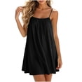 thumbnail image 2 of ClodeEU Women's Crewneck Sleeveless Spaghetti Strap Mini Dress ,Solid Color Casual Summer Loose Vacation Dress Black,Women's Plus L, 2 of 7