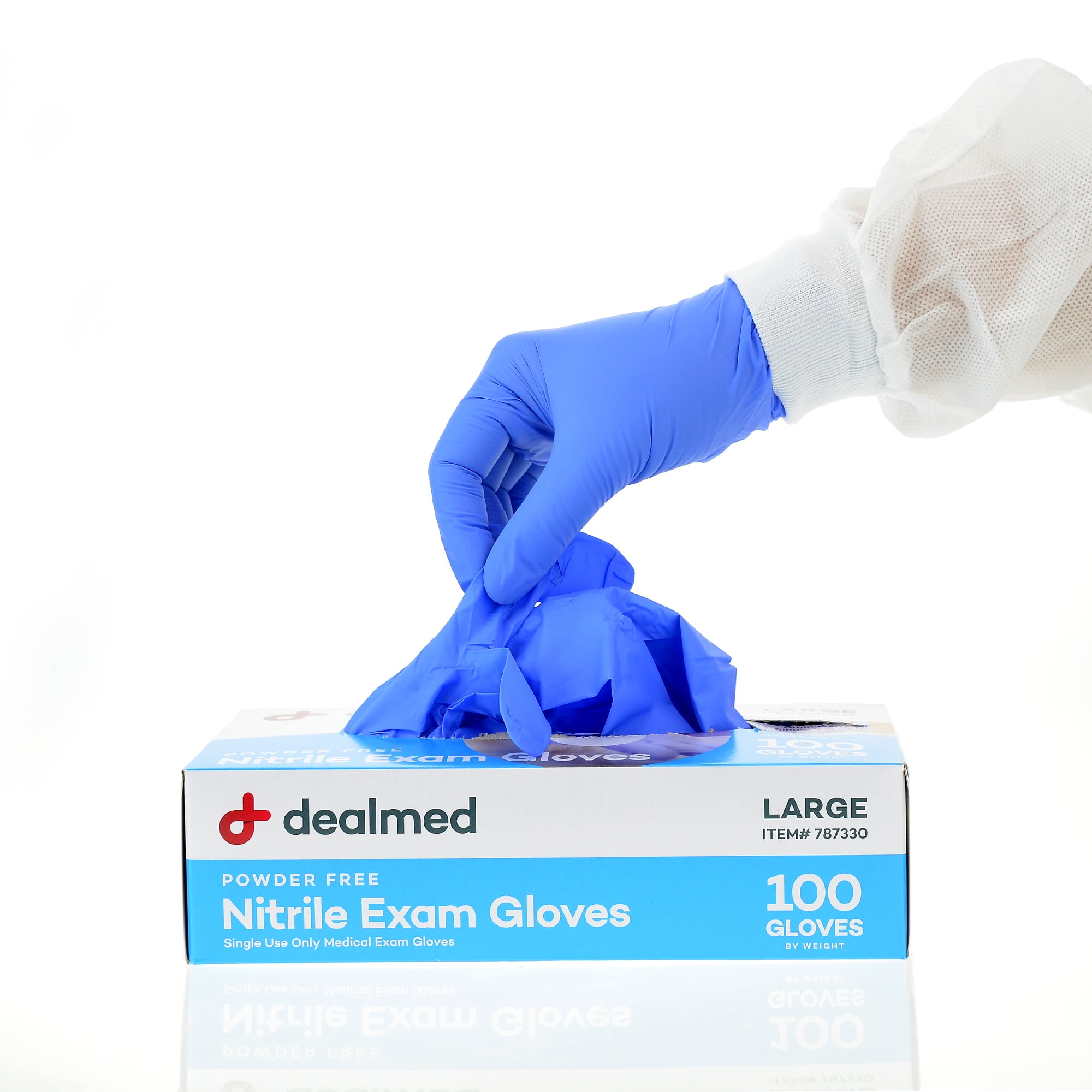 Dealmed Nitrile Exam Gloves, Latex Free Disposable Medical Grade Exam Gloves for Hospitals, Latex Free, Large, 100/Box