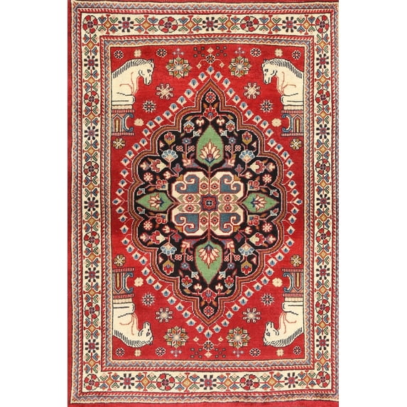 Ahgly Company Indoor Rectangle Traditional Red Persian Area Rugs, 2' x 5'
