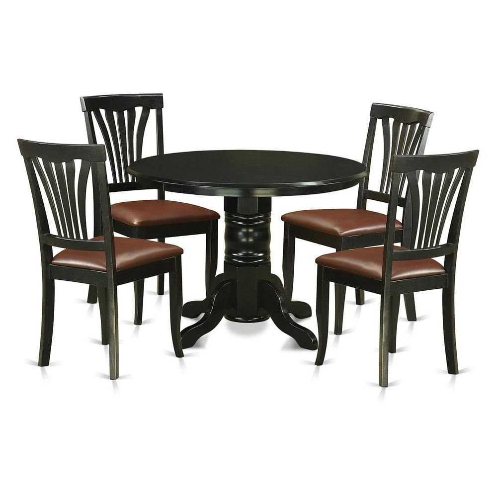 East West Furniture Shelton 5 Piece Lath Back Dining Table Set