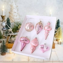 6pcs Christmas Plated and Painted Assorted Shape Ball Ornament Set - Colorful Hanging Decor for Home Decor, Holiday Parties & Gift Bags, Durable Electroplated Painted Ornaments, 10.6*12*2.36in, A