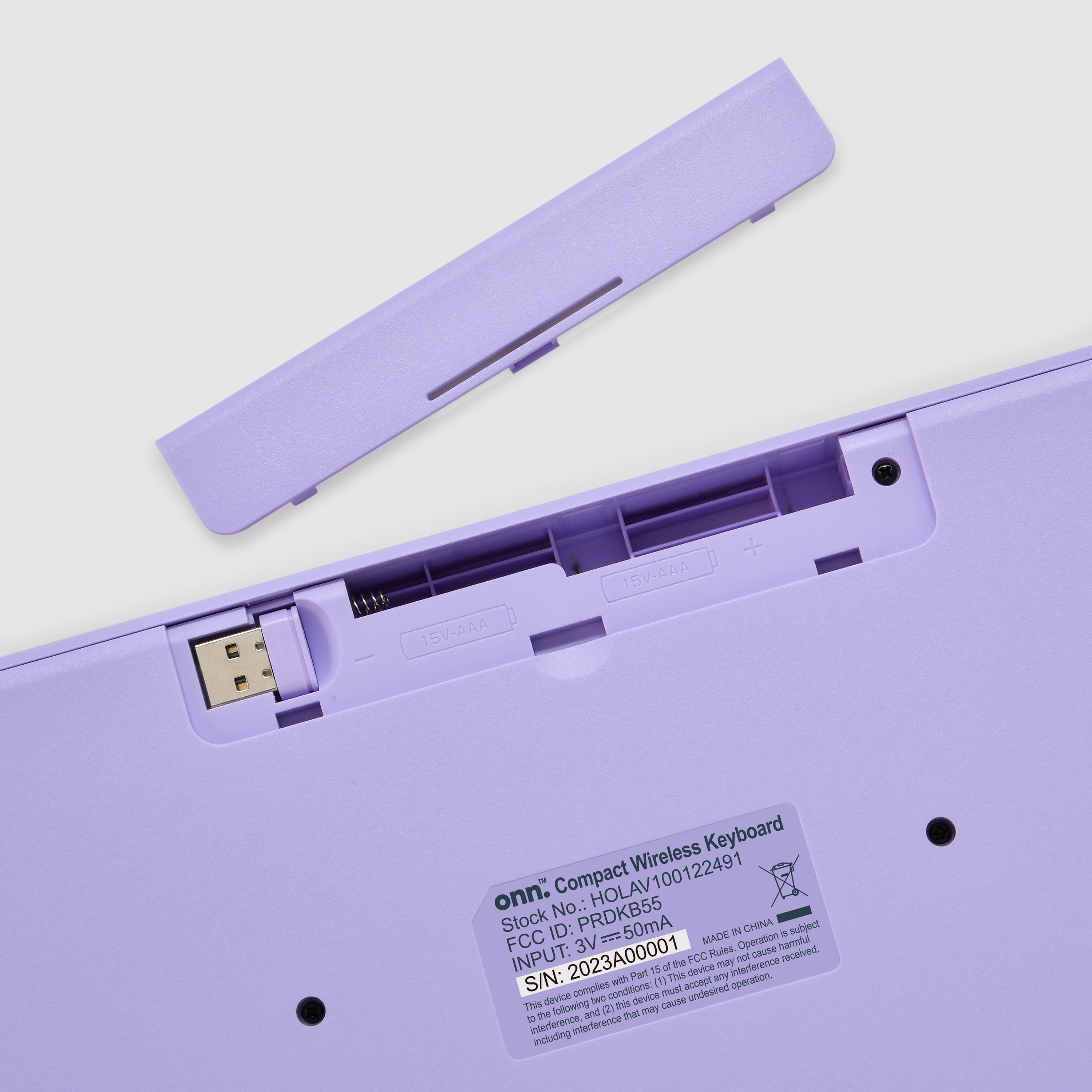 onn. Mini Compact Wireless Office Keyboard, Lavender