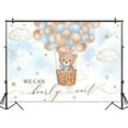 thumbnail image 2 of Pink Bear Hot Air Balloon Backdrop For Boy, Background We Can Bearly Wait Baby Shower Party Cake Table Decoration Photo Booth Props, 2 of 6