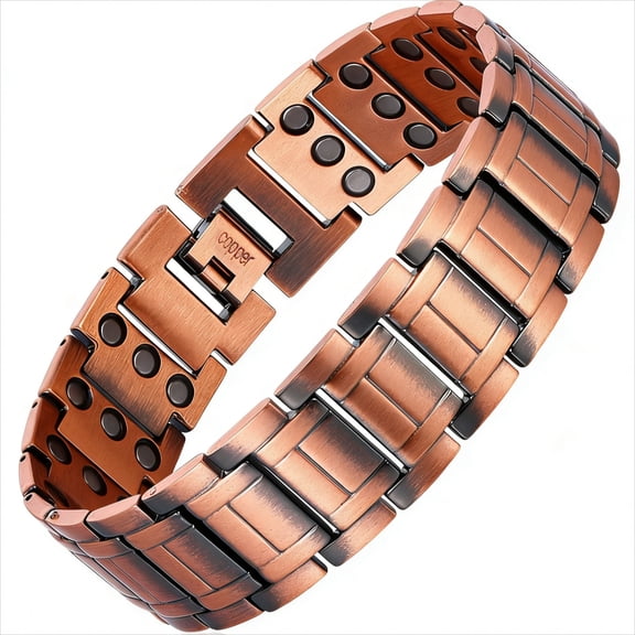 Wollet Copper Bracelet for Men 3X Magnetic Bracelets 99.99% Pure Copper Wristband