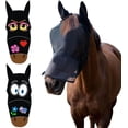 thumbnail image 2 of ® Horse Pony Cob Fly Mask Net Veil Hood Full Face Cartoon Polyester Ears Nose Protection (Cartoon Pink Eyes, Full), 2 of 4