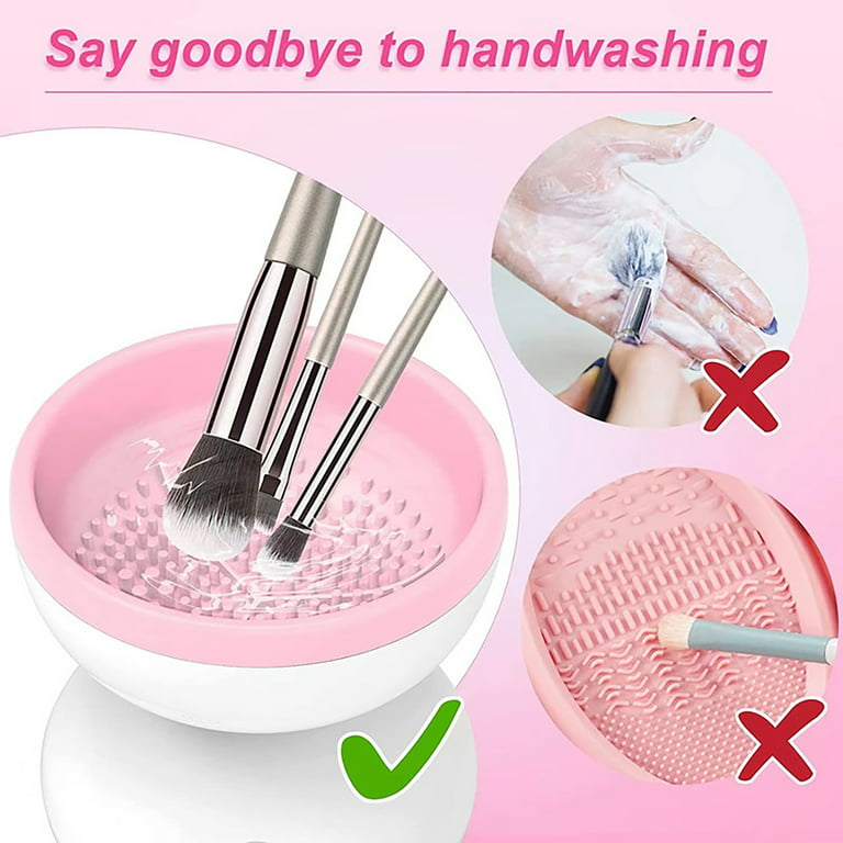 Oenbopo Electric Makeup Brush Cleaner, Makeup Brush Cleaner Machine Fit for  All Size Brushes Automatic Machine, Makeup Brush Beauty Cleaner (White+) 