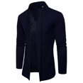 thumbnail image 4 of Cardigan Uni pour Homme Sans Poches, Col Rabattu, Châle Décontracté, Coupe Ample et Ajustée, 4 of 9
