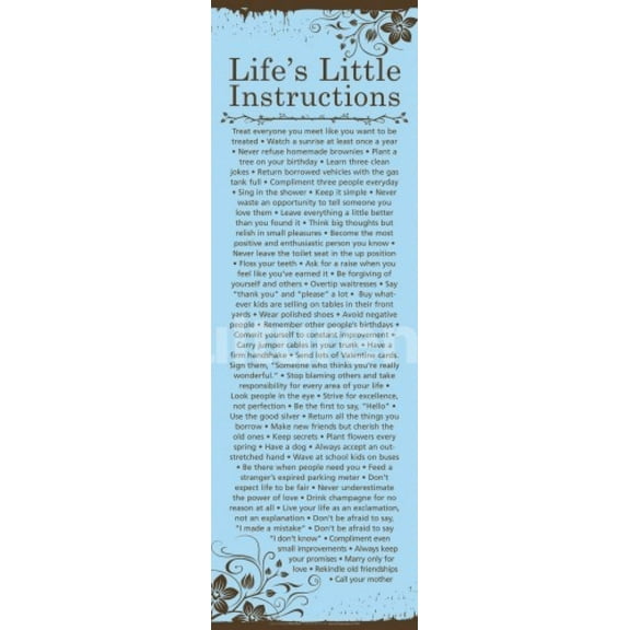Rolled Poster Life's Little Instructions 36" X 12" Framed Poster