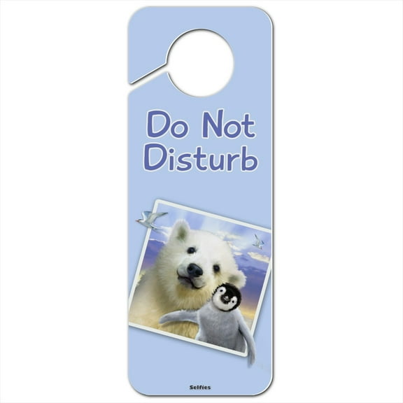 Polar Pals Selfie Picture Polar Bear Penguin Plastic Door Knob Hanger Sign
