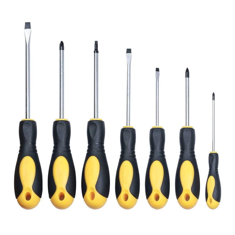 Professional 6-Inch Screwdriver - Slotted/Flat Head, Non-Slip Grip, Steel Shaft (Black)