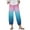 Blue, variant on WTOBBY Women's Summer Printed Elastic Waist Wide Leg Pants - Gradient Color Beach Trousers with Side Pockets & Lightweight Fabric for Travel Essentials,Blue L