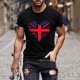 thumbnail image 2 of Mens Casual Manga Corta Botón Abajo Camisetas Estados Unidos Bandera Impresión Cuello Redondo Suéter Camiseta, Poliéster Casual Uso Diario para Hombres, 2 of 5
