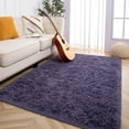 thumbnail image 5 of YJ.GWL Soft Shag Carpet Fluffy Rug for Living Room Bedroom Area Rugs Floor Mat Home Decor, 4'x6',Gray Purple, 5 of 6