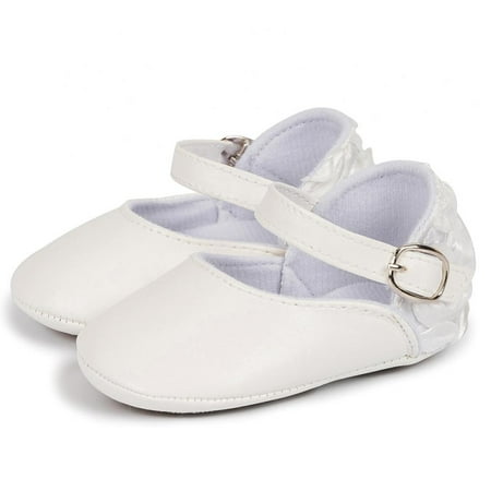 

Baby Girls Mary Jane Flats with Bowknot Non-Slip Toddler First Walkers Princess Dress Shoes 0-18M White