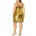 thumbnail image 3 of Unique Bargains Women's Plus Size Cami Glitter Sequin Spaghetti Strap Mini Dresses 2X Gold, 3 of 6