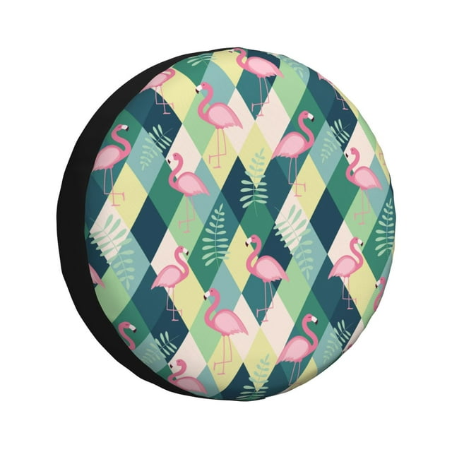 Fotbe Flamingo Funda de Llanta de Repuesto con Estampado, Engrosada, Ajuste Universal para Jeep, Remolque, RV, SUV, Camión-17 inch