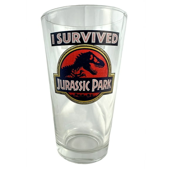 Jurassic Park I Survived Jurassic Park 16oz Pint Drinking Glass Tumbler