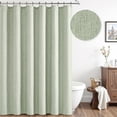 thumbnail image 2 of Extra Long Fabric Shower Curtain, 108 Inch Long Linen Textured Heavy Duty Cloth Shower Curtain Set with 12 Metal Hooks, Waterproof Decor Machine Washable for Bathroom Hotel, 72x108, Sage Green, 2 of 14