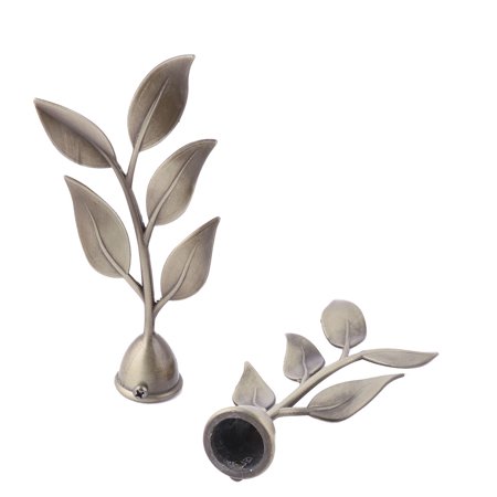 Hotel Metal Leaf Design Curtain Rod Pole Finial Bronze Tone 22mm