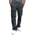 thumbnail image 4 of Domuza Men's Cargo Sweatpants Big and Tall Drawstring Wide Leg Sweatpants 2026 Trendy Outdoor Open Bottom Jogger Pants with Multi Pockets Dark Gray XL, 4 of 6