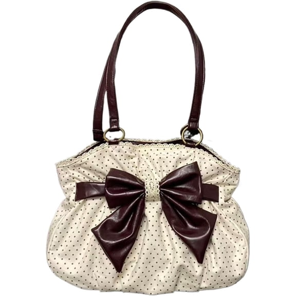 SPEKSEE Polka Dot Purse for Women Vintage Large Capacity Bow HandBag J Fashion Harajuku Gyaru Kawai Whimsical Accessories