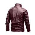 thumbnail image 4 of Chaqueta de piel y forro polar para hombre, chaqueta de moto, chaqueta de piel cálida Pompotops oipoqjl13542, 4 of 8