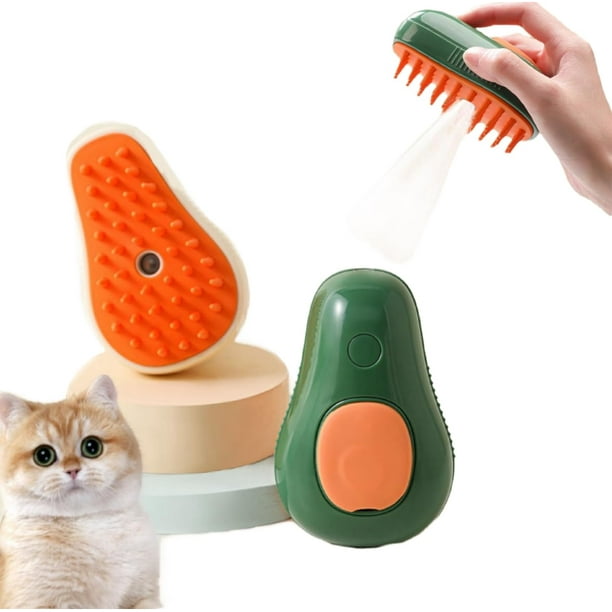 Cepillo para gatos, cepillo para gatos con pulverizador 3 en 1, cepillo de vapor para gatos autolimpiante, cepillo de vapor para gatos para masaje, vapor de silicona recargable
