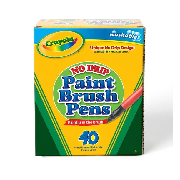Crayola NoDrip Paint Brush Pens, Assorted Colors, Paint Set, 40 Count