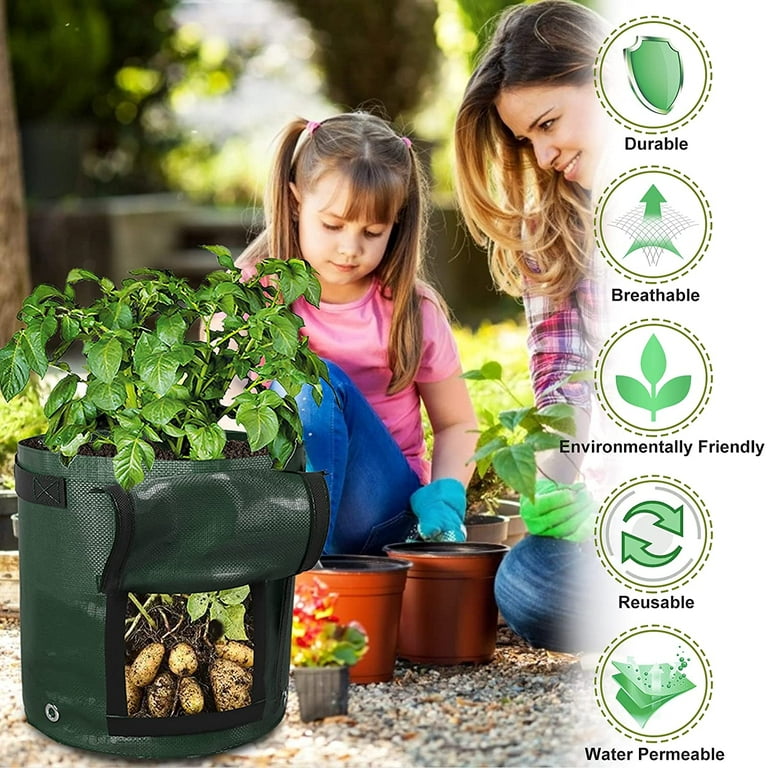 7 Gallon Reusable Fabric Plant Grow Bags - Set of 5